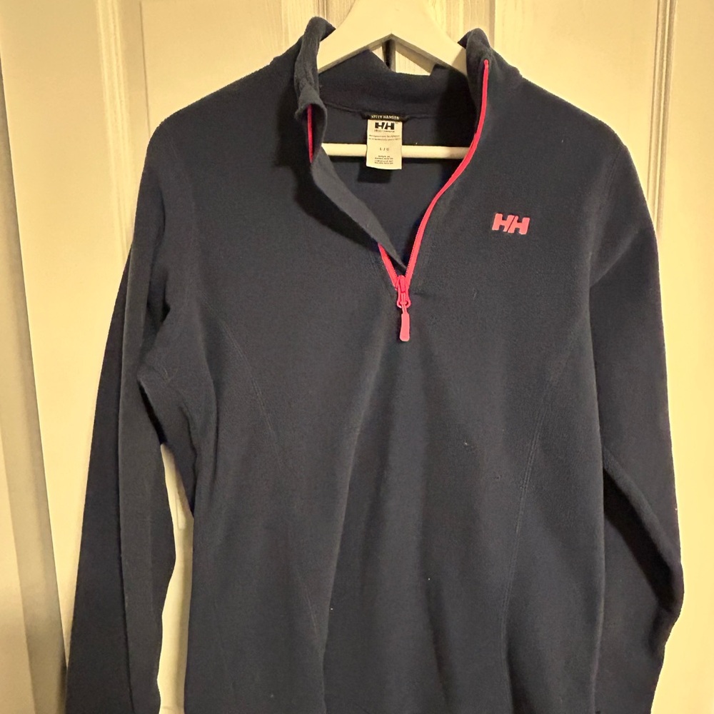 Helly Hansen Dark Blue Zip-Up fleece Sweater with Pink Details